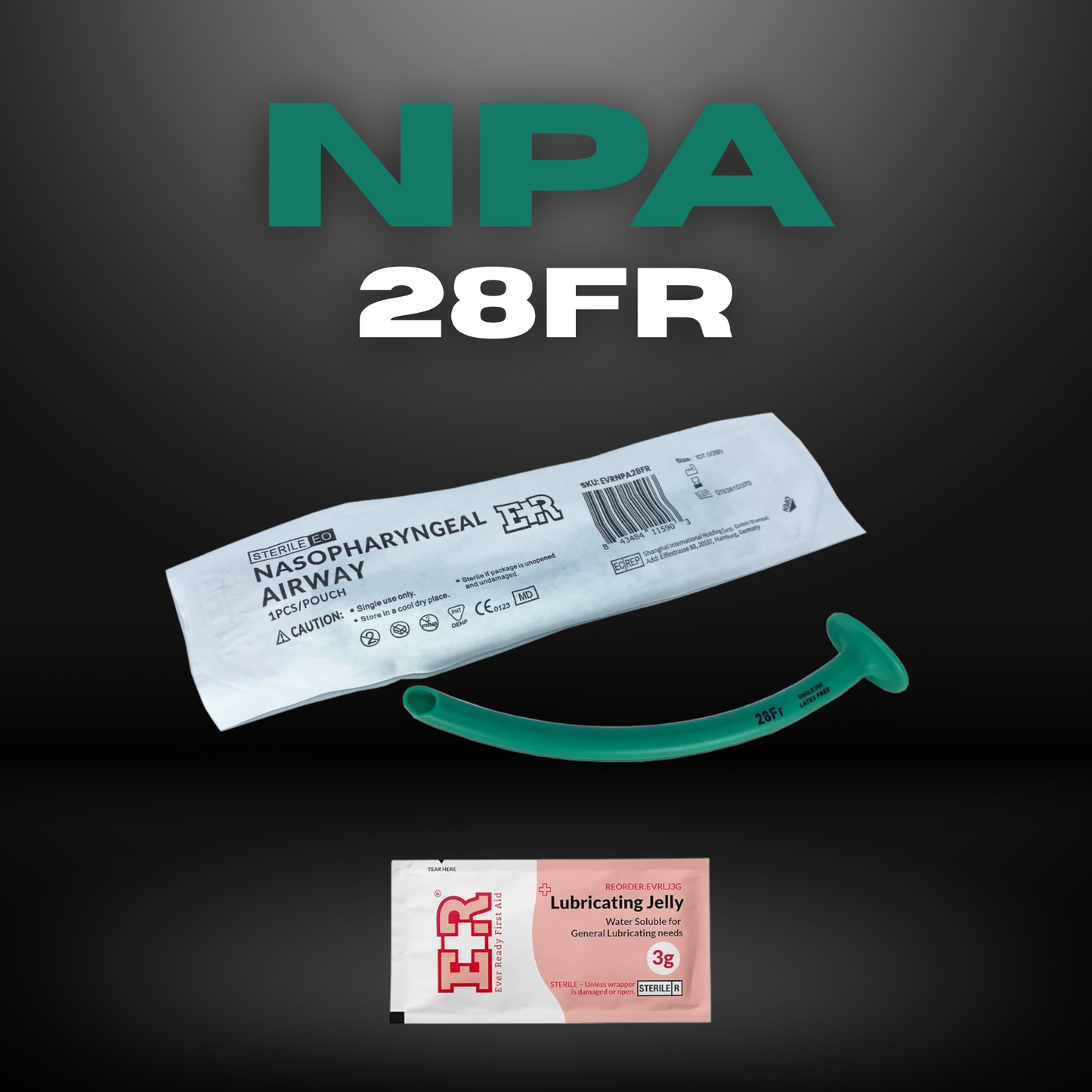 Nasopharyngeal Airway (NPA), 28FR, with Lubricant Jelly