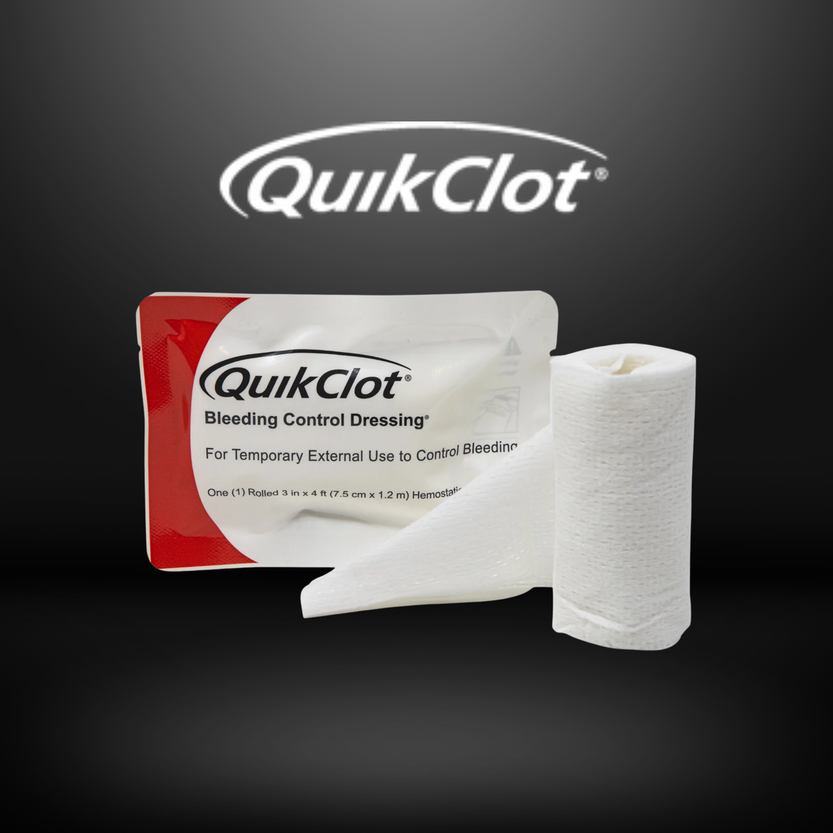 QuikClot Bleeding Control Roll Dressing, 3 in. x 4 ft.